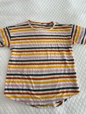 Madewell Short Sleeve Striped Tee - Yellow, Pink, Brown and blue